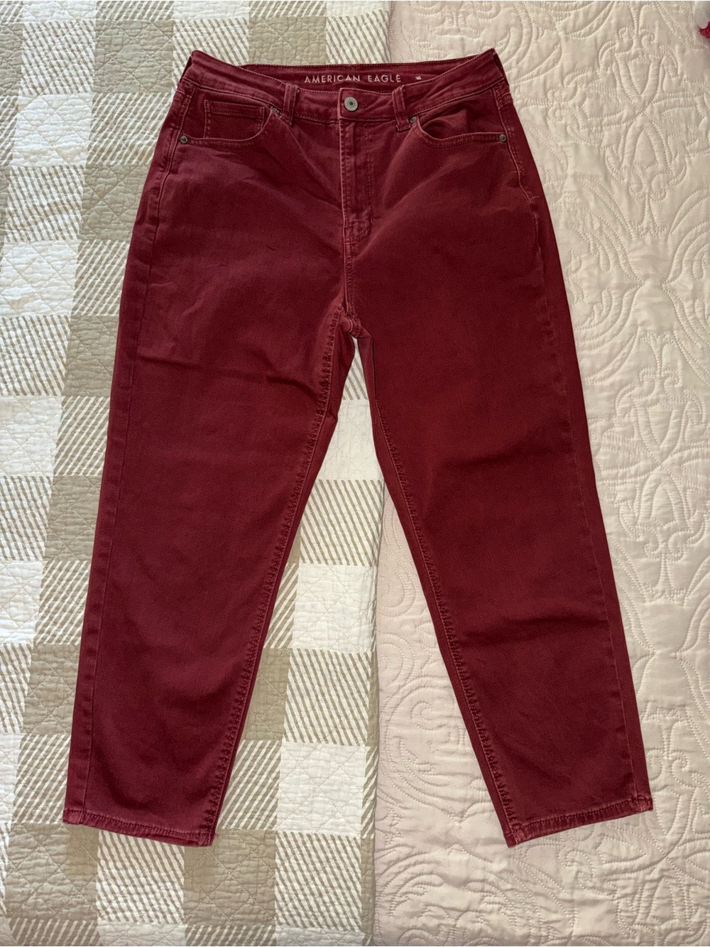 American Eagle Red Burgundy Mom Jean